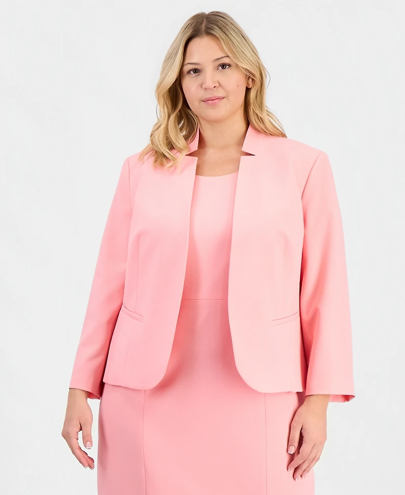Le Suit Plus Kiss-Front Cutout-Collar Dress