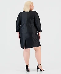 Le Suit Plus Open-Front Jacket & Sleeveless Sheath Dress