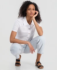 Nautica Women's Pointelle Knit Cardigan Polo Sweater