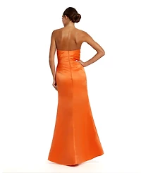 Mac Duggal Women's Strapless Gathered High Slit Gown