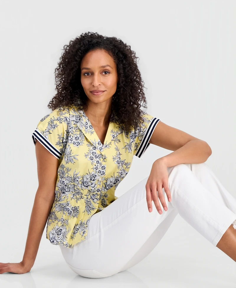 Nautica Women's Cotton Toile Button-Front Blouse