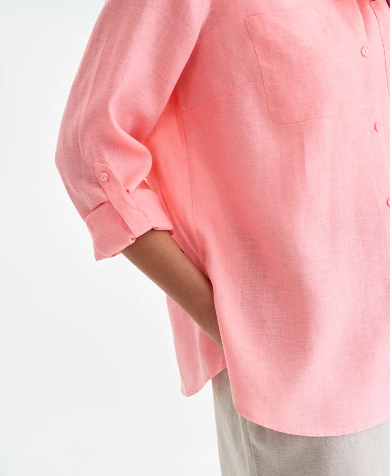 Charter Club Petite 100% Linen Button-Front Shirt, Created for Macy's
