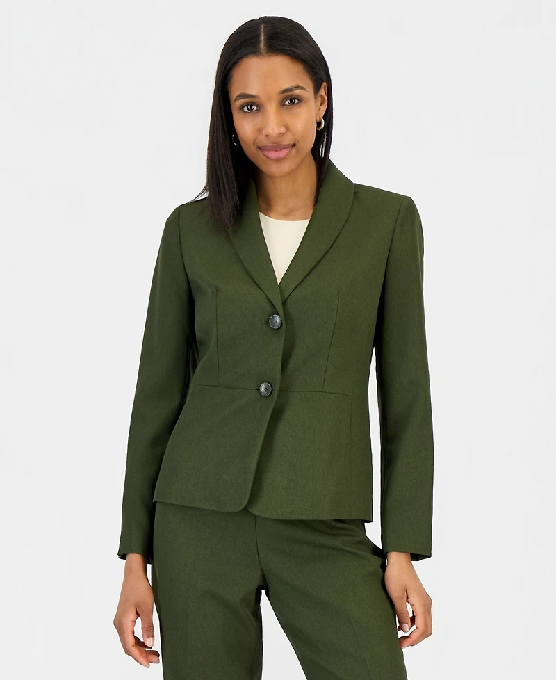 Le Suit Women's Two-Button Shawl Collar Blazer & Pants Suit, Regular Petite