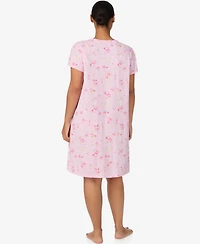 Lauren Ralph Plus-Size Short-Sleeve Ruffle V-Neck Sleep Gown