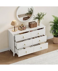 Gaomon Fluted Dresser 47" Wide - 6-Drawer Modern Wood Chest for Bedroom, Stylish Storage Cabinet Living Room, Hallway, or Entryway