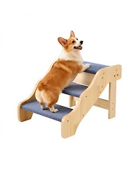 Cozito 3-Step Wooden Pet Stairs for High Beds, Sofa, or Car, Non-Slip Surface, 150 lb Capacity