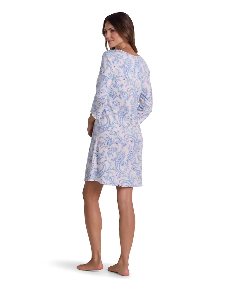 Miss Elaine Women's Long-Sleeve Printed Sleepwear Nightgown