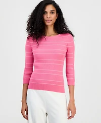 T Tahari Women's Ribbed Boat-Neck Sweater