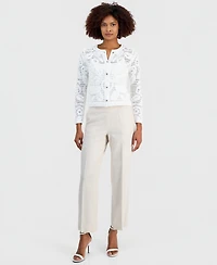 T Tahari Women's Embroidered Crochet Cardigan