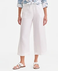 Charter Club Women's Cropped Wide-Leg 100% Linen Pants, Exclusively at Macy's