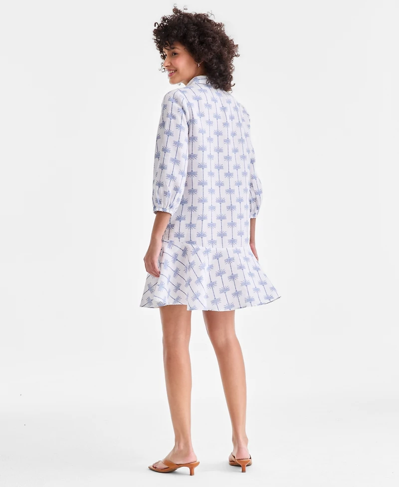 Charter Club Women's 100% Linen Flounce Shirtdress, Created for Macy's