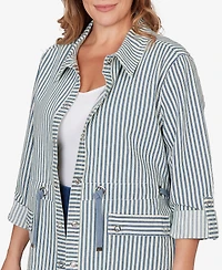 Ruby Rd. Plus Striped Anorak Snap Front Jacket