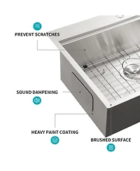 flynama 30x22x10inch Drop In Kitchen Sink Stainless Steel Workstation Single Bowl 16 Gauge Topmount