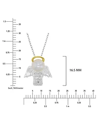 Macy's Diamond (0.01 ct. t.w.) & Imitation Pearl Angel Necklace in 14K yellow gold over sterling silver