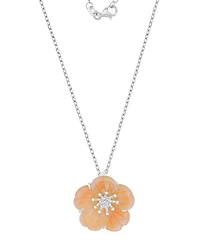 Macy's Imitation Pearl and Diamond (0.028 ct. t.w.) Flower Necklace