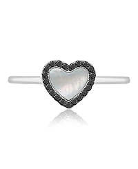 Macy's Black Spinel (0.14 ct. t.w.) and Imitation Pearl Heart Ring