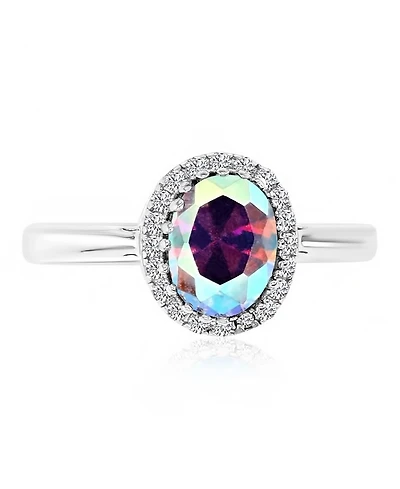 Macy's Aurora Borealis (2.3 ct. t.w.) and Cubic Zirconia (2.3 ct. t.w.) Oval Engagement Ring