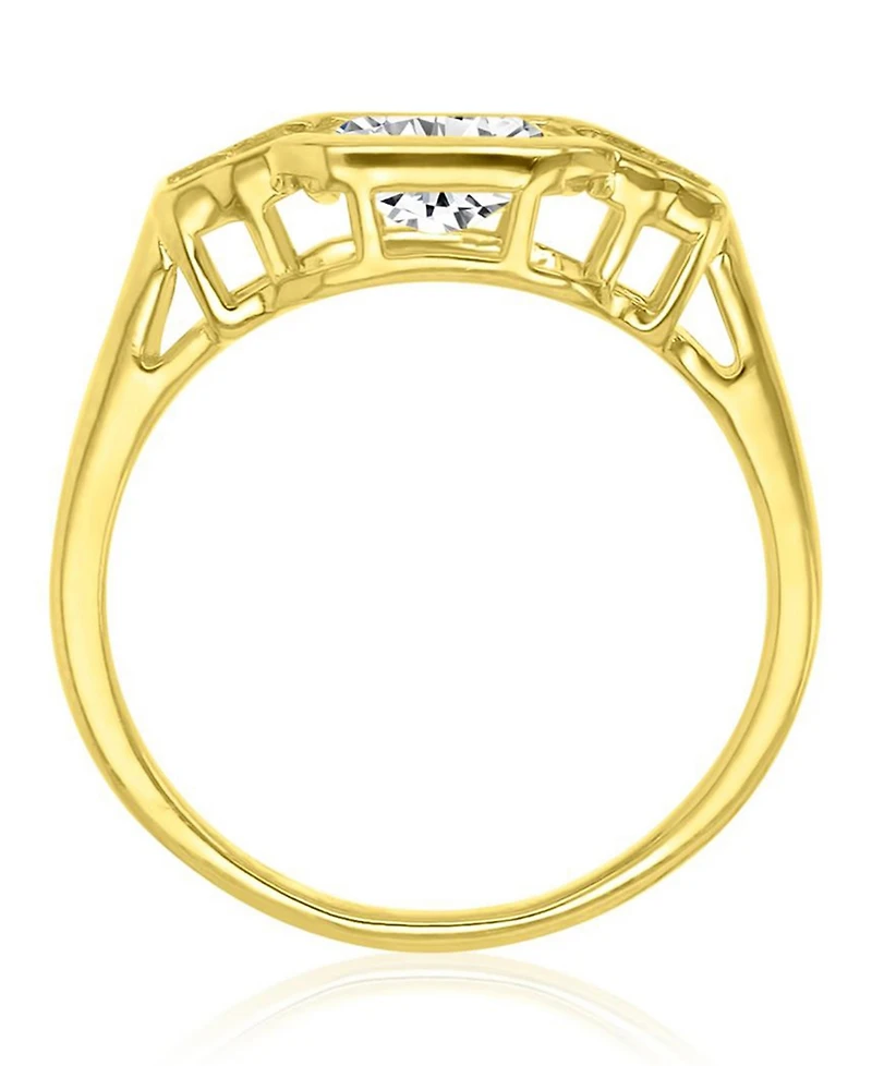 Macy's Emerald (2.12 ct. t.w.) & Baguette-Cut Cubic Zirconia (2.126 Ring 14k Yellow Gold Over Sterling Silver