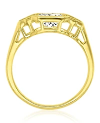 Macy's Emerald (2.12 ct. t.w.) & Baguette-Cut Cubic Zirconia (2.126 Ring 14k Yellow Gold Over Sterling Silver