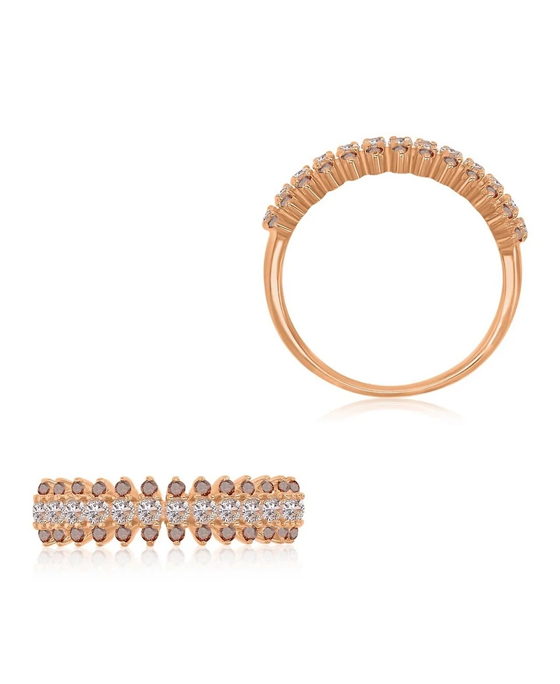 Macy's Coffee Cubic Zirconia (0.52 ct. t.w.) and Morganite (0.65 Spike Ring 14k Rose Gold Over Sterling Silver