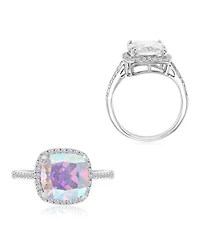 Macy's Aurora Borealis (9 ct. t.w.) & Cubic Zirconia (9.004 ct. t.w.) Halo Engagement Ring