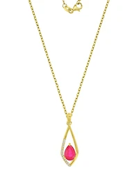 Macy's Diamond (0.042 ct. t.w.) & Ruby (0.75 ct. t.w.) Pendant Necklace in 10k Yellow Gold
