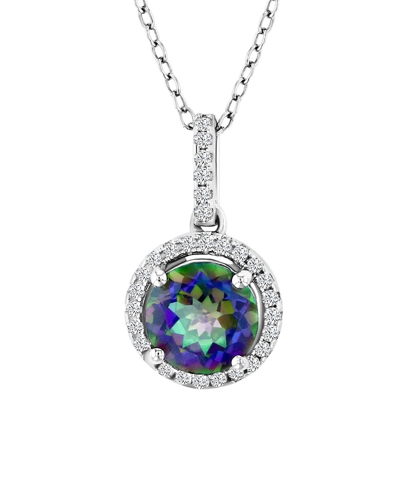 Macy's Diamond (0.15 ct. t.w.) and Mystic Green Halo Necklace