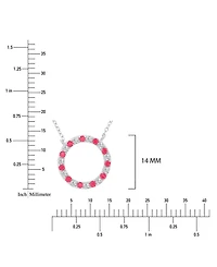 Macy's Sapphire (0.22 ct. t.w.) and Ruby (0.33 ct. t.w.) Open Circle Necklace in Rhodium Over Sterling Silver
