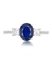 Macy's Diamond (0.054 ct. t.w.), Blue & White Sapphire (1.95 ct. t.w.) Ring in 14K White Gold
