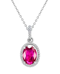 Macy's Ruby (1 ct. t.w.) & Diamond (0.105 ct. t.w.) Halo Necklace in 14k White Gold