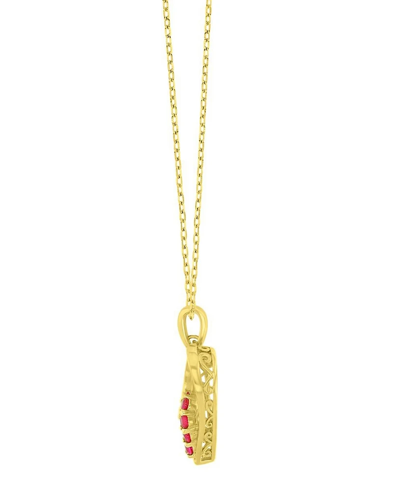 Macy's Created Ruby (0.4 ct. t.w.) Double Hearts Pendant Necklace in 10k Yellow Gold