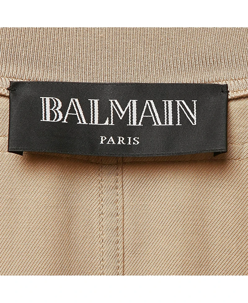 Pre-Owned Balmain Women's Beige Gabardine Long Zip-Up Jacket