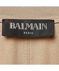 Pre-Owned Balmain Women's Beige Gabardine Long Zip-Up Jacket