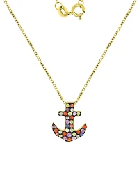 Macy's Sapphire (0.68 ct. t.w.) Anchor Necklace in 14K Yellow Gold Over Sterling Silver