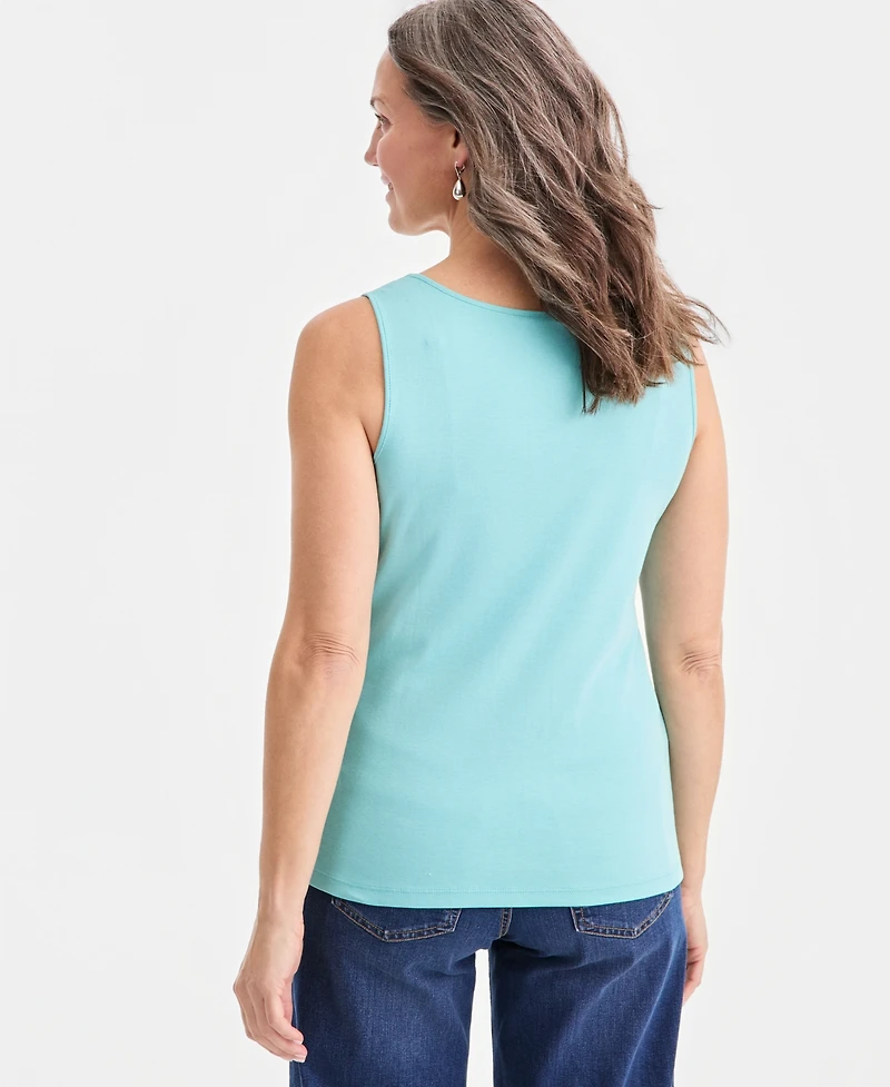Style & Co Women's Cotton Square-Neck Tank Top, Exclusively at Macy's