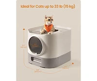 Cozito Xl Enclosed Cat Litter Box with Slide-Out Tray, Grate Top, Leak-Resistant Design, Adjustable Door