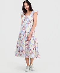 Self Esteem Juniors' Cotton Flutter-Sleeve Midi Dress