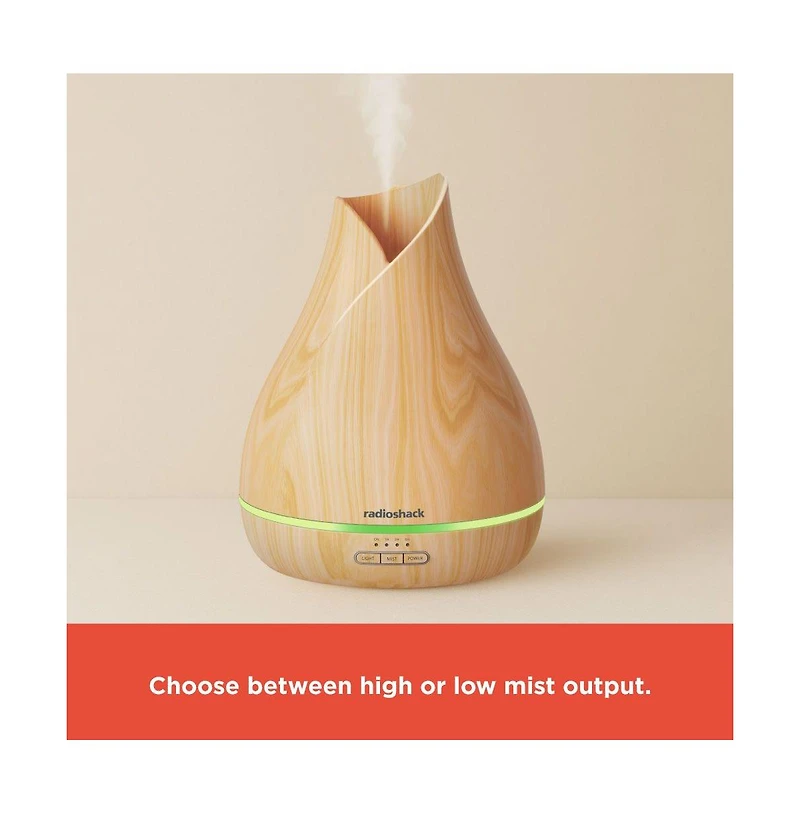 RadioShack Aroma Diffuser 500 ml Tank With Wooden Finish and Rgb Lights For Relaxation and Gentle Humidity
