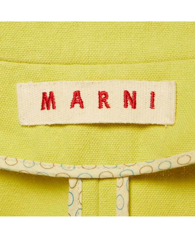Pre-Owned Marni Women's Green Canvas Contrast Trimmed Open Front Jacket