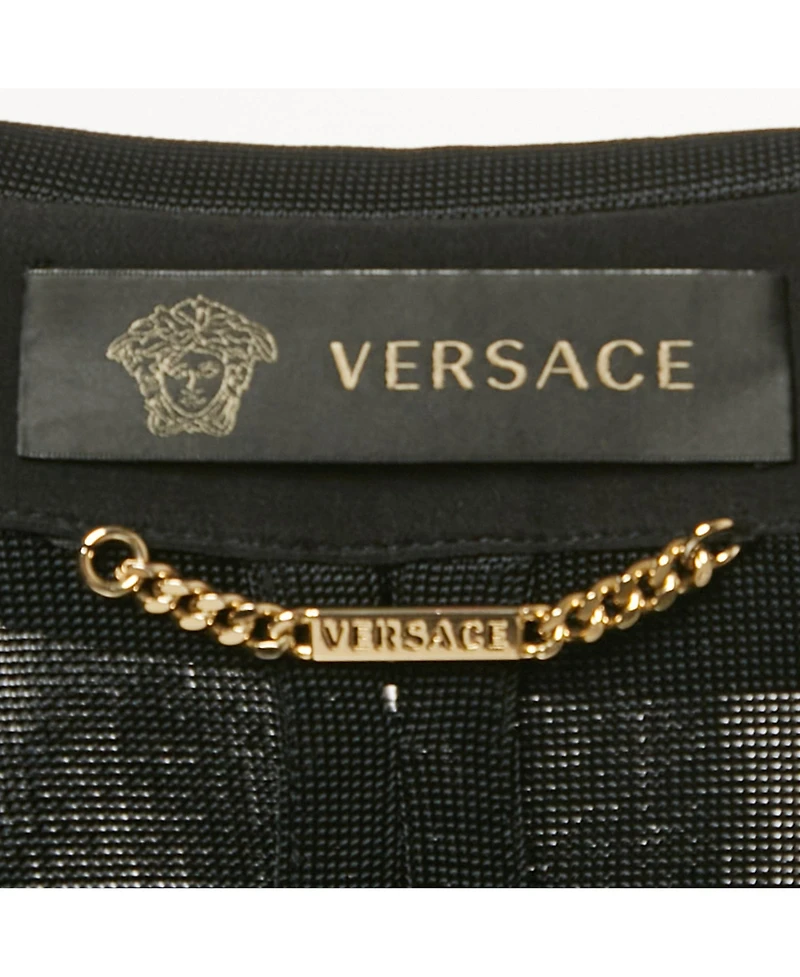 Pre-Owned Versace Women's Black Stretch Knit Medusa Hardware Detail Cropped Jacket