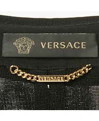 Pre-Owned Versace Women's Black Stretch Knit Medusa Hardware Detail Cropped Jacket