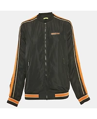 Pre-Owned Versace Women's Jeans Black Side Stripe Synthetic Zip-Up Jacket