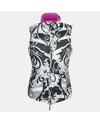 Pre-Owned Emilio Pucci Women's Purple/black Printed Nylon Down Vest