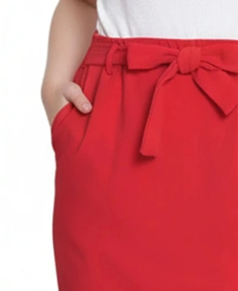 Ny Collection Petite Slim Belted Scuba Crepe Skirt