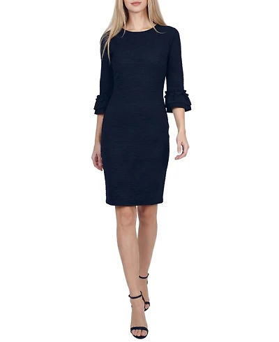 Ny Collection Petite 3/4 Sleeve Textured Knit Dress