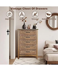 gaomon 5-Drawer Wood Metal Handles Tall Chest of Drawers