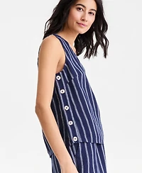 Charter Club Women's 100% Linen Pleated-Back Sleeveless Top, Macy's Exclusive