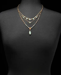 lonna & lilly Mixed Stone Flower Layered Pendant Necklace, 16" + 3" extender