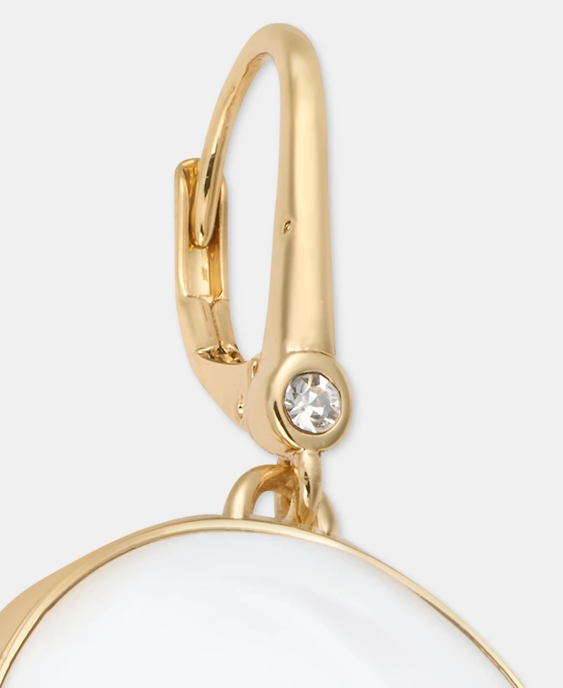 Dkny White Large Drama Inlay Drop Earrings