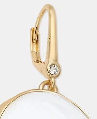 Dkny White Large Drama Inlay Drop Earrings